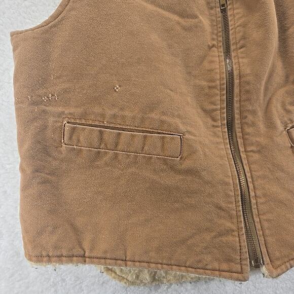Vintage Carhartt Vest Mens XL Brown 6SV Sherpa Lined Full Zip Canvas - Picture 4 of 11